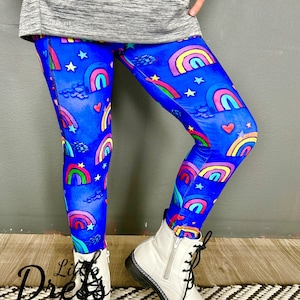 Purple Rainbow Jewel Tone Leggings, kids, toddler, purple, stars, soft, yoga, tween, pants, comfortable, fall, winer, autumn