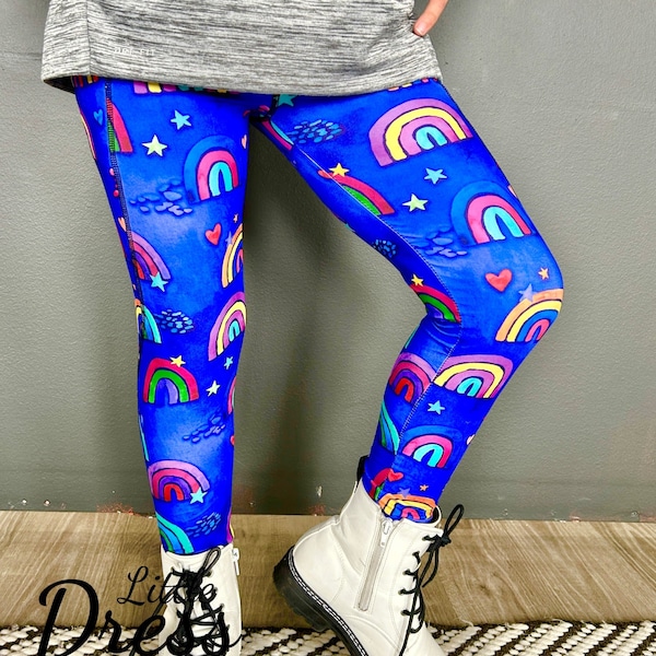 Purple Rainbow Jewel Tone Leggings, kids, toddler, purple, stars, soft, yoga, tween, pants, comfortable, fall, winer, autumn