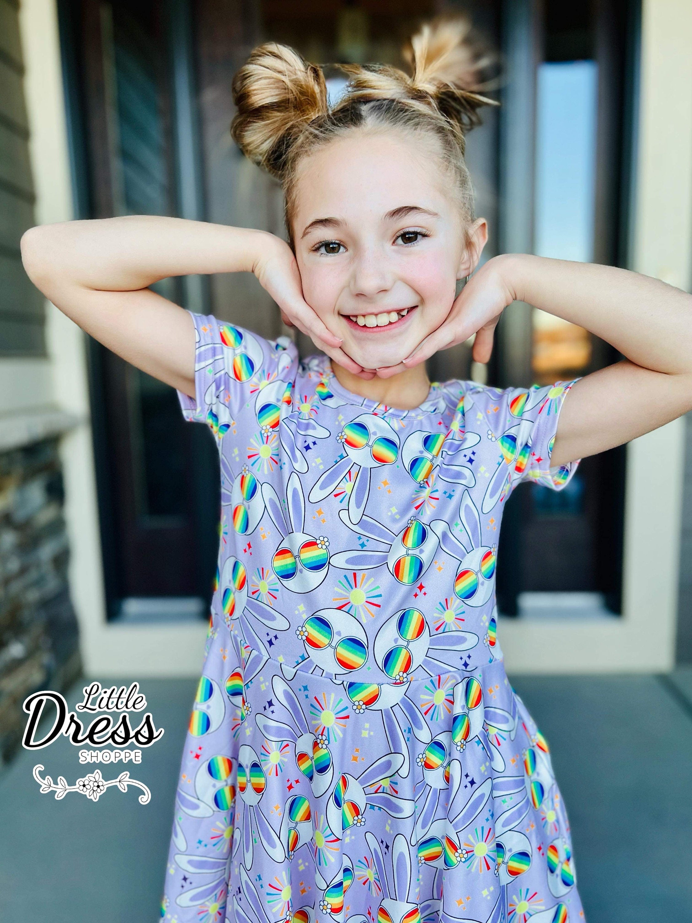 Rainbow Bunny Twirly Easter Dress, Girls, Toddler, Lavender, Rabbit ...