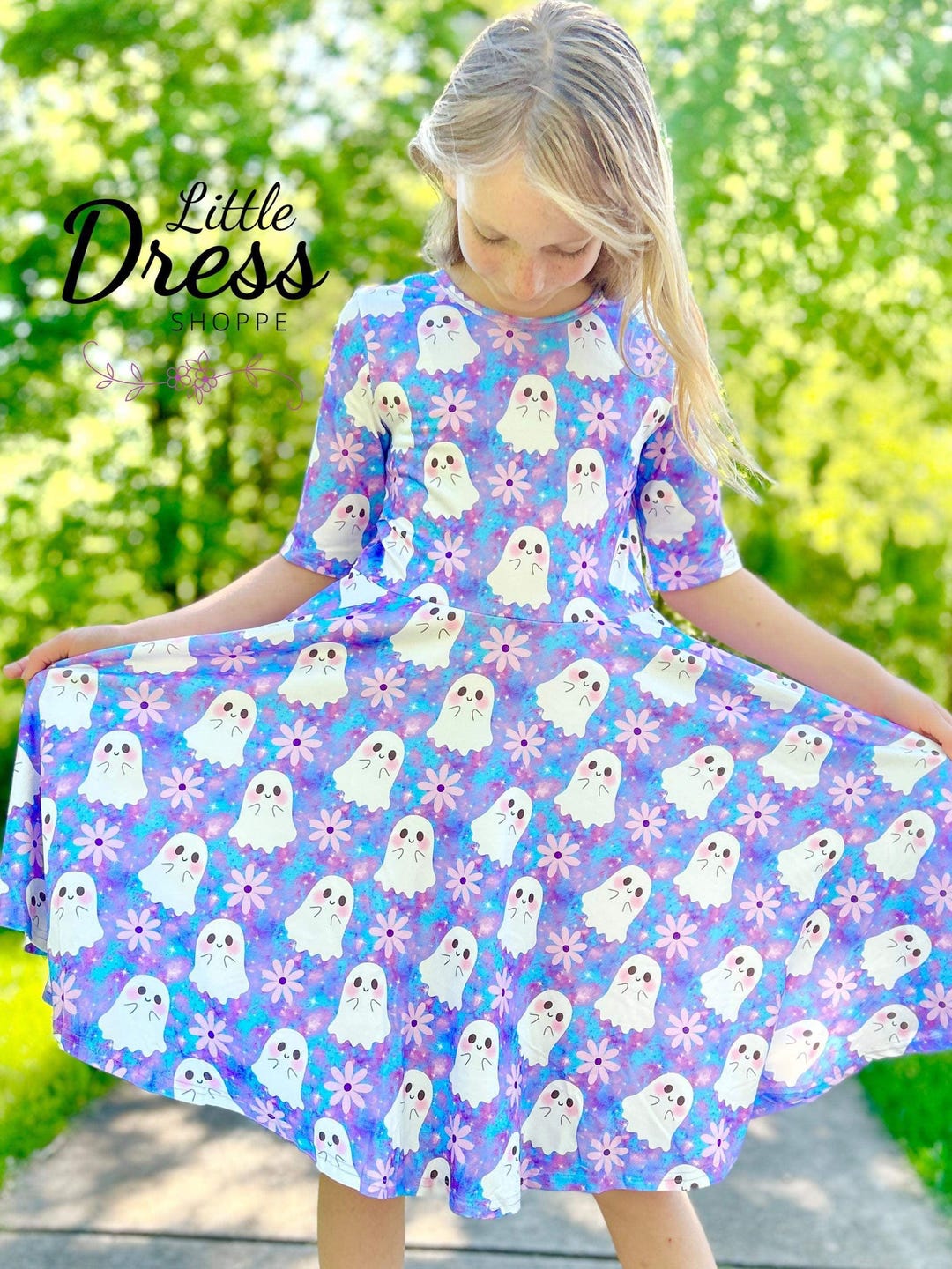 Ollie Jay Emile Dress in Purple Girly Ghost Halloween Twirl Dress main image 1