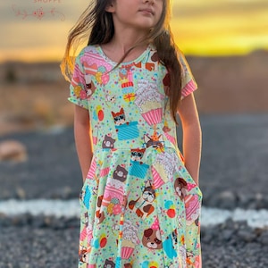 Paw-ty Birthday Twirly Dress, girls, twirly, twirl, pockets, balloons, dog, puppy, Full circle, Little Dress Shoppe, dress, Kids