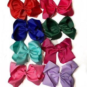 Fiocchi per capelli da ragazza, confezione da 5, fiocchi da 6 pollici, nastro, clip a coccodrillo