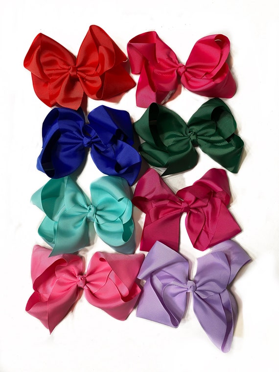 Girls Hair Bows Pack of 5 6 Inch Bows Ribbon Alligator Etsy