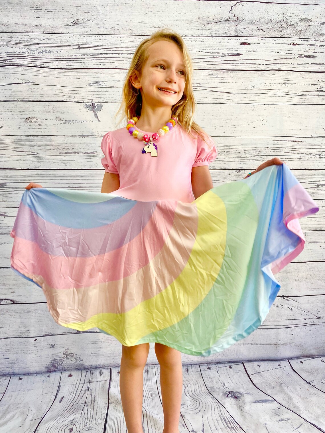 Proper Peony Girls Pink Hoppy Easter Bunny Twirl Dress