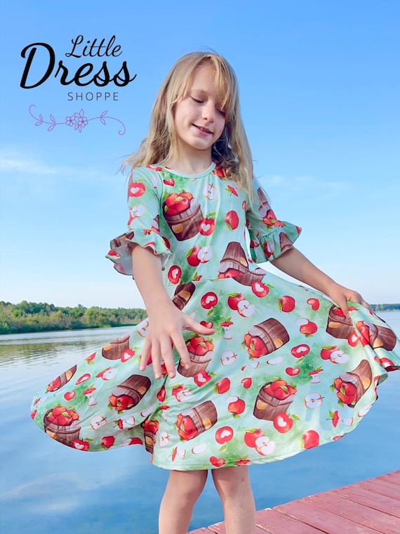 white christmas dresses Tinycottons | brown terry cloth dress with blue apple print main image 1