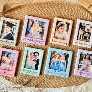 Printed Personalized Custom Mini Magnetic Photo Frame Wedding Party Favor Gift Guest Bulk Fridge Instant Photo Frame Welcome Thank You Gifts