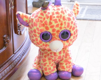 TY Beanie Boos - DARCI the Orange & Yellow Giraffe Glitter Eyes Large Size Toy Stuffed Animal