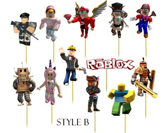 Roblox Cupcake Etsy - 12 24pc cake topper roblox cupcake topper topper cake birthday party decoation supplies favor