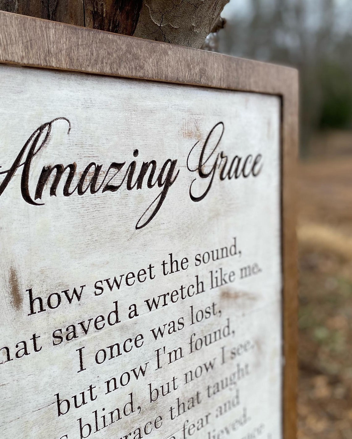 Amazing Grace Sign Custom Song Sign Housewarming Gift Framed Wood Song