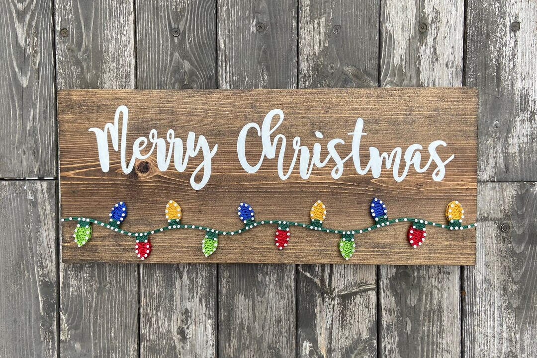 Merry Christmas String Art Christmas Decor Christmas Lights Etsy Canada