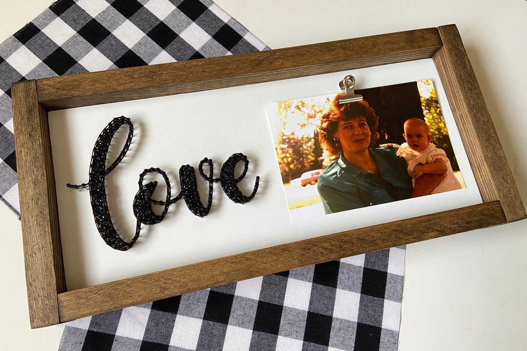 Love String Art Wooden Picture Frame: 4x6 Photo Clip, Mother’s Day Gift ...