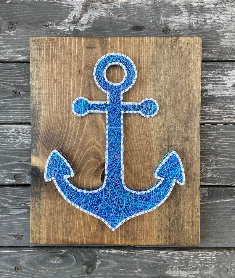 Anchor String Art Wall Hanging Sign Anchor Decor Beach Etsy