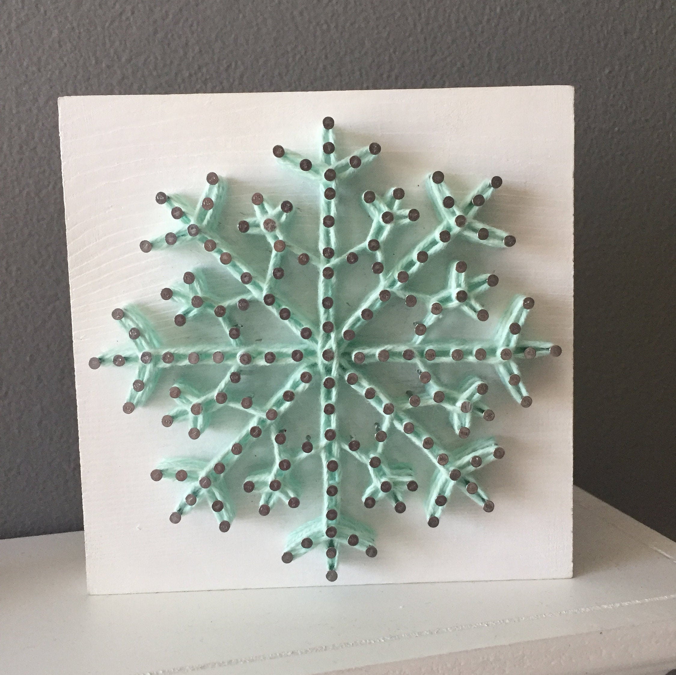 Snowflake string art Snowflake sign Winter decor Tiered Etsy