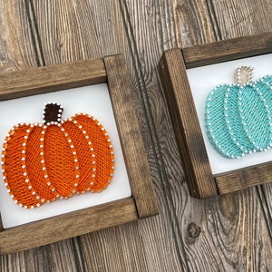 Pumpkin string art, Fall decor, Halloween string art, Fall pumpkins, Pumpkin sign, Shelf sitter, Halloween decor, Tiered tray decor
