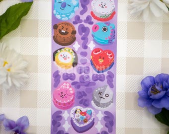 BTS Character Cake Sticker Sheet | Bangtan Deco Stickers