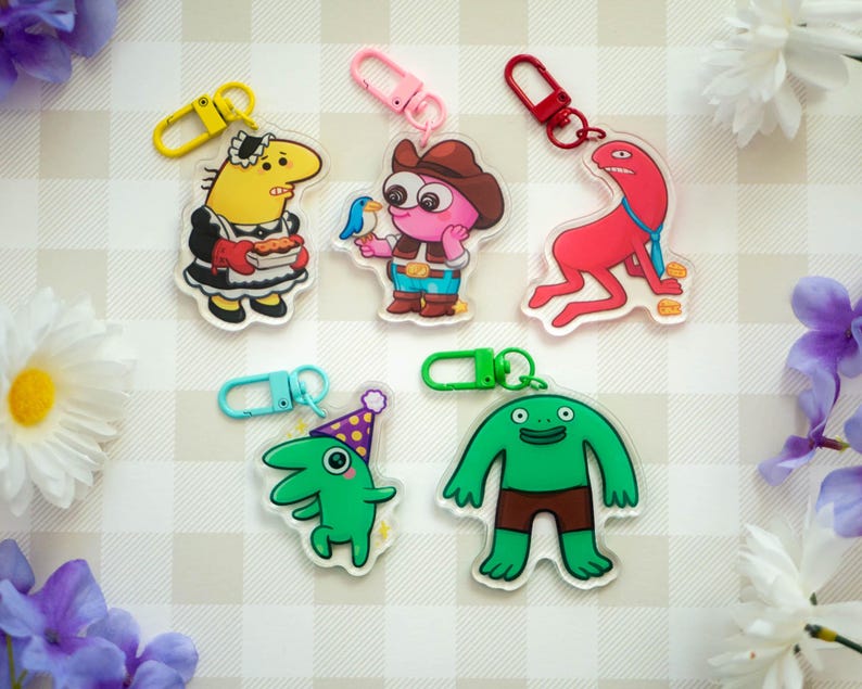 Smiling Friends Acrylic Charms | Charlie, Pim, Glep, Allan, Mr. Frog ...