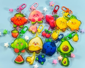 SALE | Fruit Kirby Linked Acrylic Keychain | Cute Fruity Dessert Food Charm