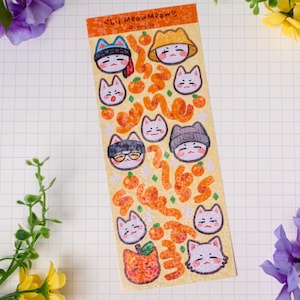 BTS Suga Cat Sticker Sheet, Tangerine Yoongi Daechwita Deco Vinyl Stickers