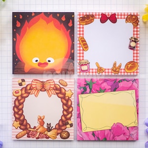 Ghibli Notizblock | Anime Notizblock, Kawaii Briefpapier (50 abreißbare Blätter) Bundle (4 Note Pads)
