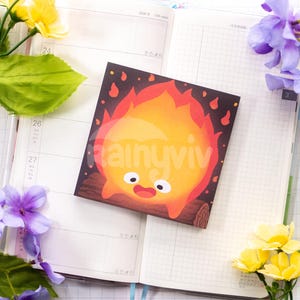 Ghibli Notizblock | Anime Notizblock, Kawaii Briefpapier (50 abreißbare Blätter) Calcifer