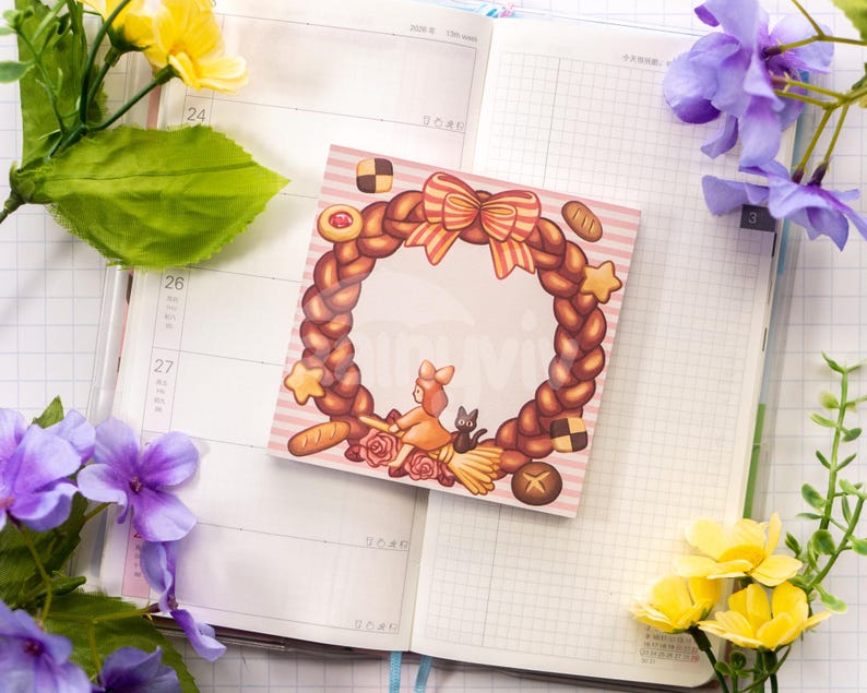Ghibli Notizblock | Anime Notizblock, Kawaii Briefpapier (50 abreißbare Blätter) Kiki's Bread Wreath
