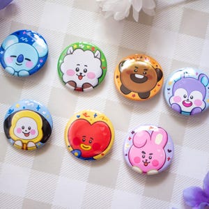BTS Mascot Friends Pinback Buttons | Cute Kpop Aesthetic (1.5 Inch) - Etsy