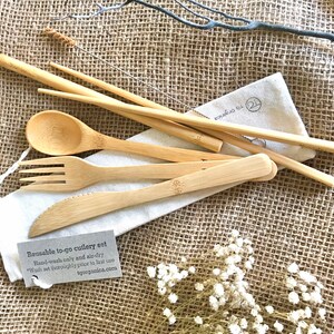 Zero Waste Wooden Cutlery Set Handmade Alternative to Bamboo