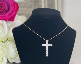 Large Gold Diamond Cross Pendant