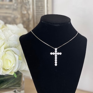 Large Sliver Diamond Cross Pendant