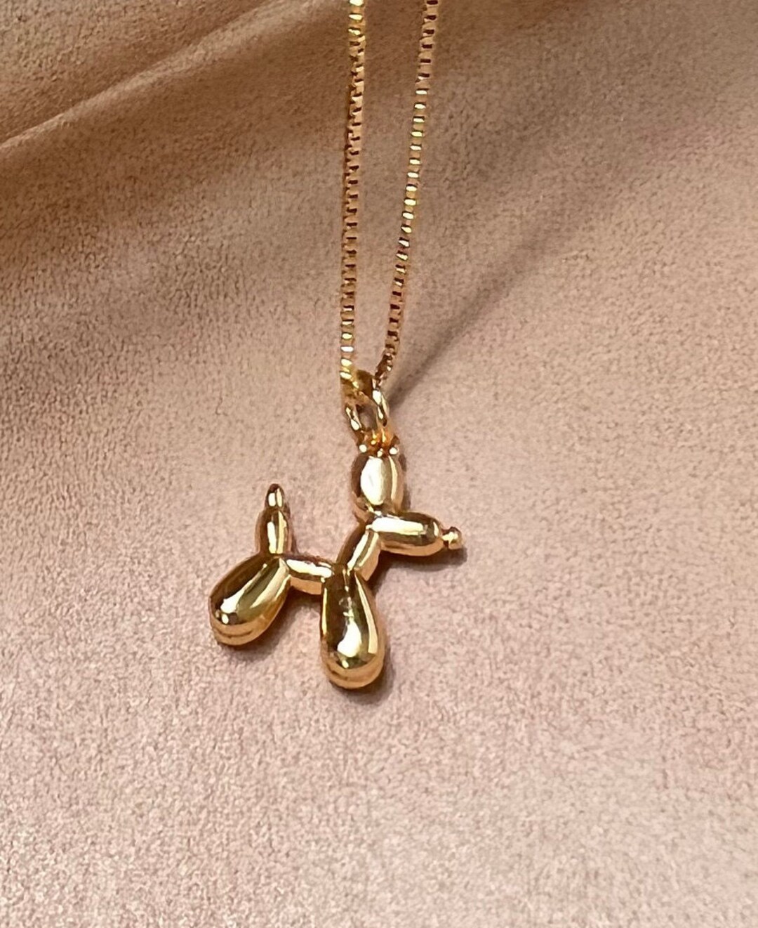 Balloon Dog Necklace With Stainless Steel Chain. Gold Colour Balloon