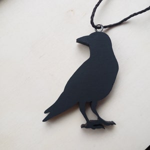 Wood Raven Ornament, Painted Crow Christmas Tree Ornament.