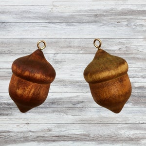 Set of 2 Acorn Ornaments, Cottagecore Woodland Neutral Ornament for Christmas, Rustic Wood Home Decor.