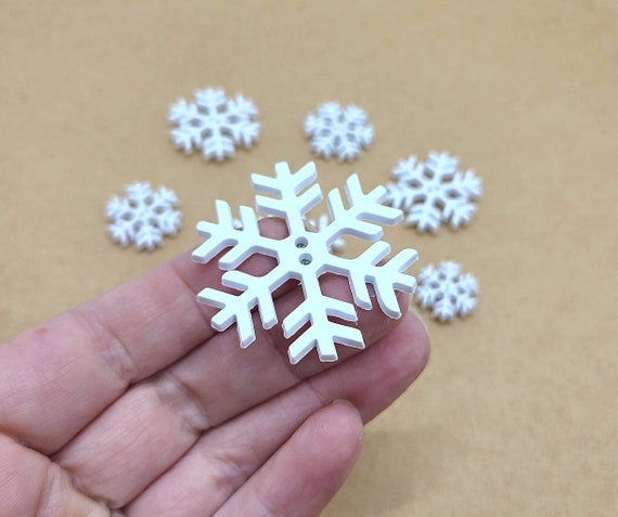 Set of Mini Snowflake Magnets. Painted Wood Snow Flakes. Cute