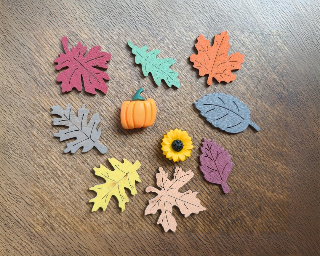 Set of Mini Fall Magnets: Leaves, Pumpkin, and Sunflower. Autumn ...