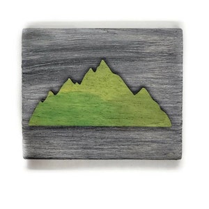 Painted Wood Mountain Fridge Magnet, Cottage Core Kitchen Decor, Cozy Cottagecore Art
