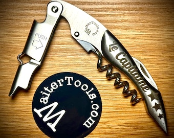 Personalized Wine Bottle Opener Corkscrew 3 in 1 with knife. (‘The Captain’)