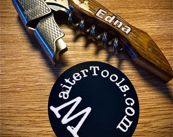 Personalized Wine Bottle Opener Corkscrew 3 in 1 with knife. (‘The Sommelier’)