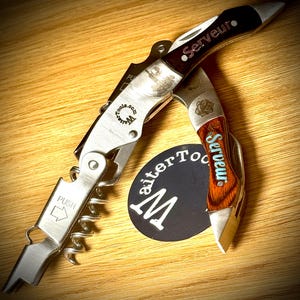 Personalized Wine Bottle Opener Corkscrew 3 in 1 with knife. (‘The Server’)