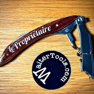 Gepersonaliseerde wijnflesopener kurkentrekker 3 in 1 met mes (&#39;The Proprietor&#39;)