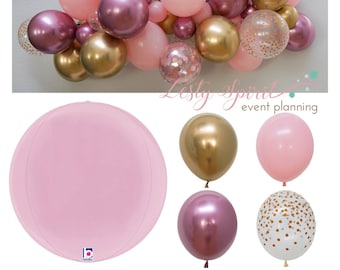 Pastel Pink Foil Balloon * Balloon Decoration * Globe Shape Balloon * Celebration Balloon * 11" Foil Balloon