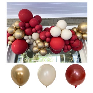 Balloon Arch * Gold, Beige Dark Red  * DIY Balloon Arch Kit * Double Stuffed Balloon Garland * Holiday Balloon