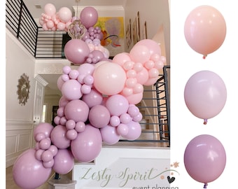 Balloon Arch * Double Stuffed Balloons * Pastel Pink Balloon Garland * Pastel Lilac Balloon * Bridal Balloon