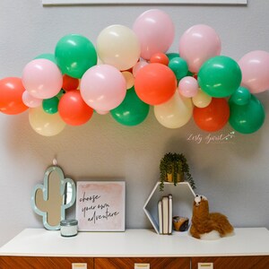 Balloon Arch * Llama Theme * Coral, Cream, Pink and Green * DIY Balloon Arch Kit * 5ft Balloon Garland