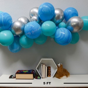 Balloon Arch * Marble Print Blue, Teal Blue, Metallic Silver * DIY Balloon Arch Kit * Balloon Garland