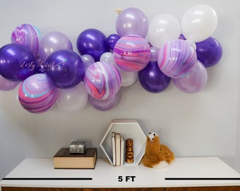 Balloon Arch, Balloon Garland, Balloon bouquet, birthday, bridal shower, baby shower, Pearl white, Pearl purple, Pastel marble, unicorn