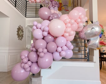 Balloon Arch * Double Stuffed Balloons * Pastel Pink Balloon Garland * Pastel Lilac Balloon * Bridal Balloon