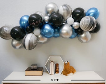 Balloon Arch * Metallic Blue, Silver, Black, Marble * DIY Balloon Arch Kit * Balloon Garland