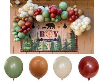 DIY Balloon Arch Kit - Mocha, Beige, Eucalyptus, Dark Red - Rustic Balloon Garland for Camping Birthday, Wedding, Baby Shower, Holidays