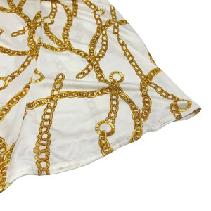 CELINE Vintage Logo Chain Pattern Dress S Strapless Gold White Rayon Rank AB image 10