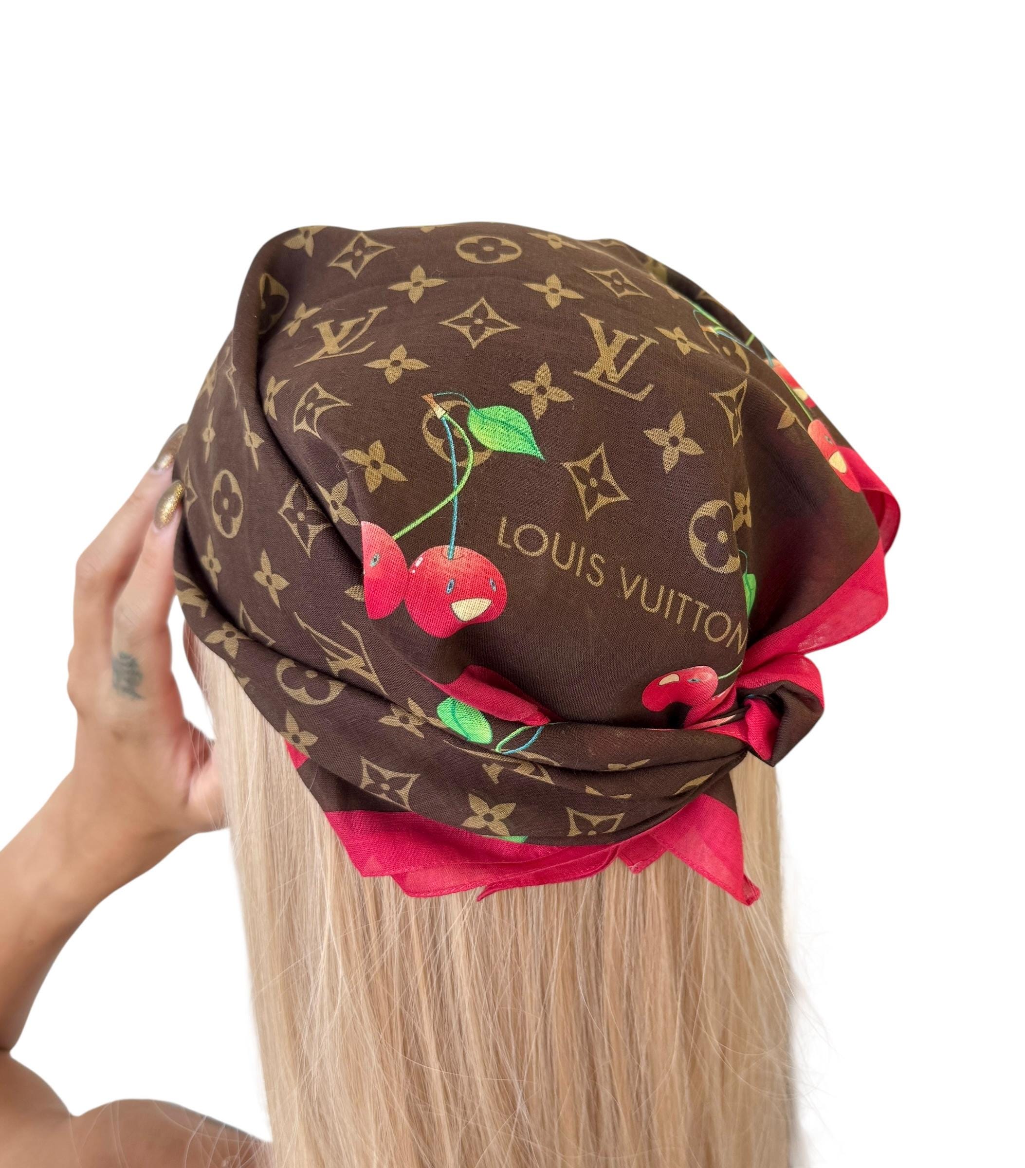 LOUIS VUITTON Vintage LV Monogram Cherry Scarf Wrap Takashi